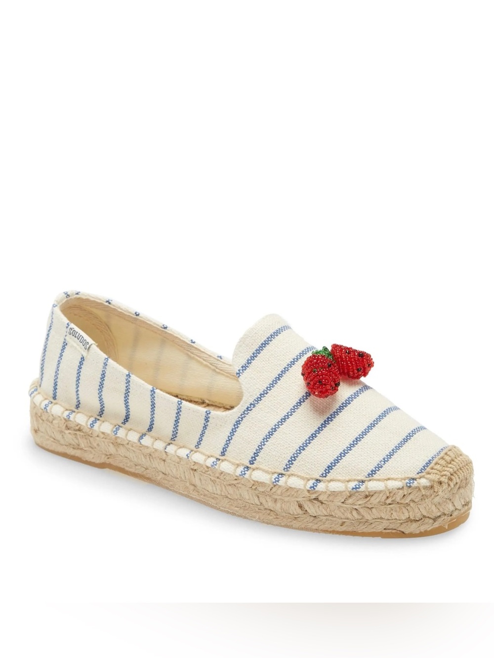 Soludos Striped Beaded Strawberries Espadrille Flats